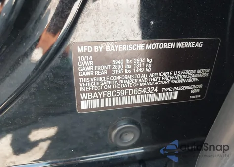 2015 BMW 750 Lxi from USA, damaged, VIN WBAYF8C59FD654324